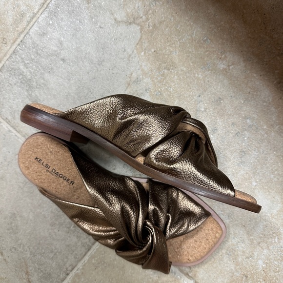 Never worn new in box. Soft bronze leather slides. - Picture 3 of 3